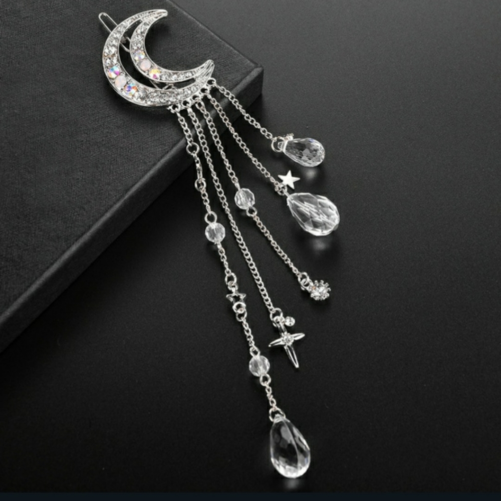 Moon Barrette with Tassels